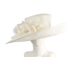 Cream wide brim sinamay fashion hat by Max Alexander-0