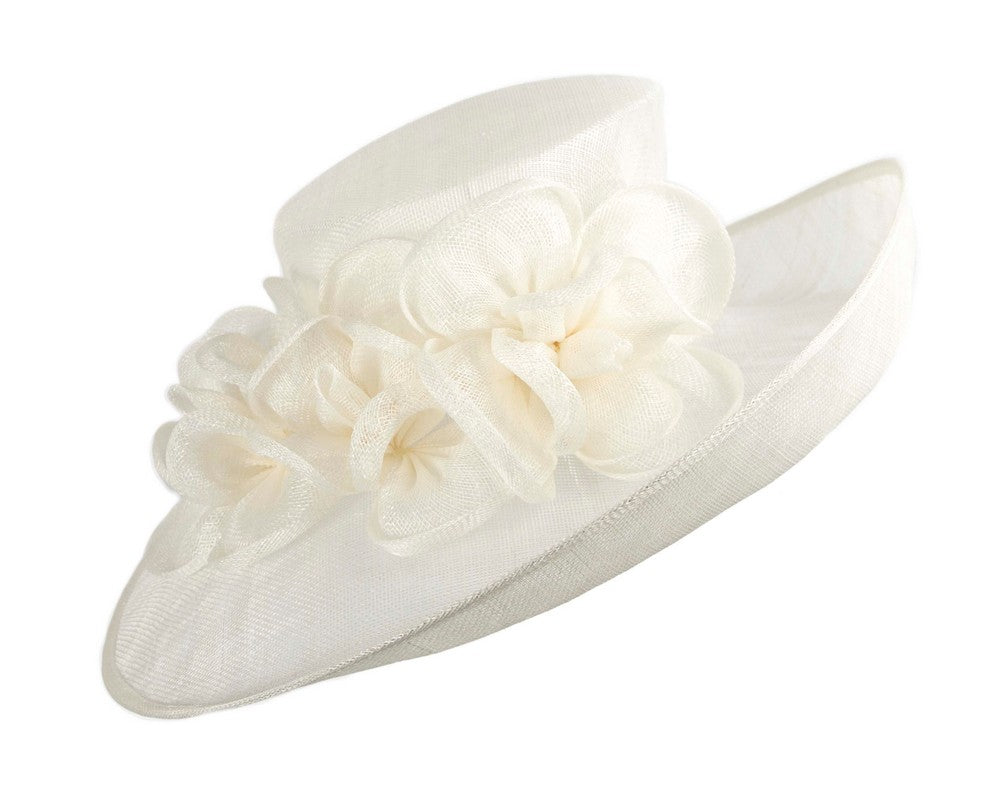 Cream wide brim sinamay fashion hat by Max Alexander-1