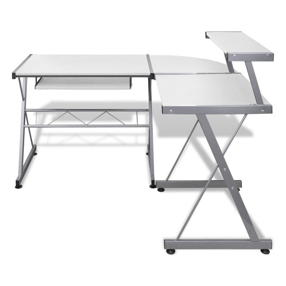 NNEDSZ Corner Metal Pull Out Table Desk - White