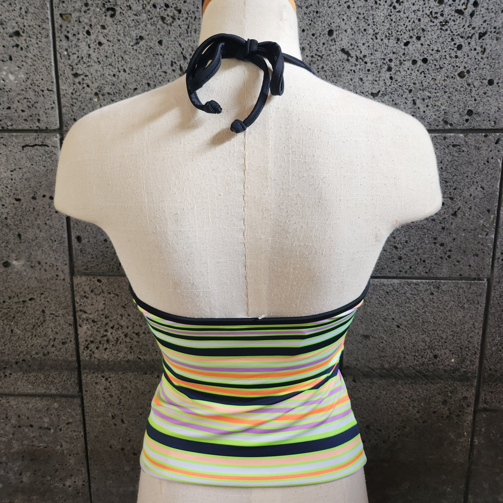 Loco Boutique Flower & Stripe Reversible Halter Tankini