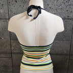 Loco Boutique Flower & Stripe Reversible Halter Tankini