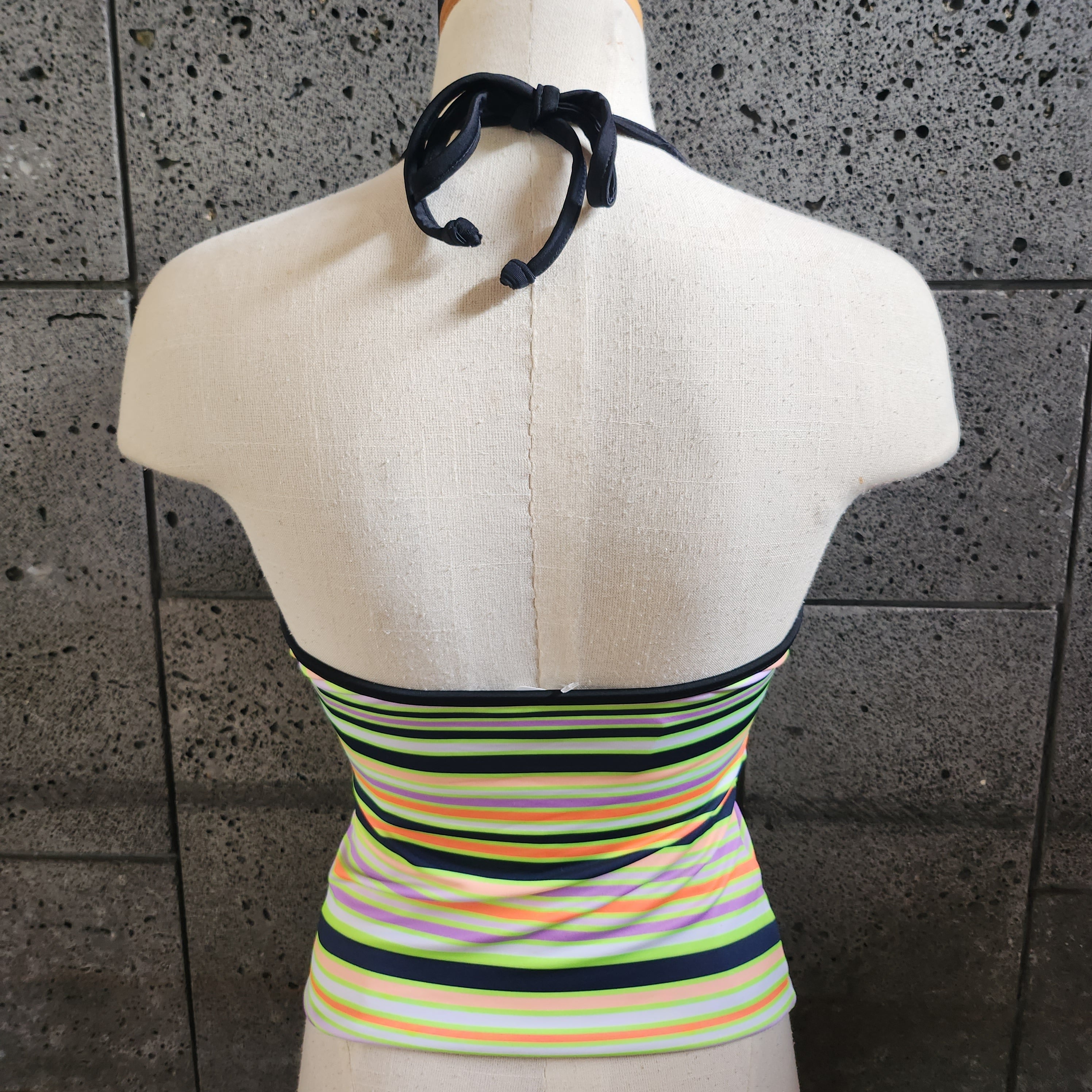 Loco Boutique Flower & Stripe Reversible Halter Tankini