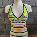 Loco Boutique Flower & Stripe Reversible Halter Tankini
