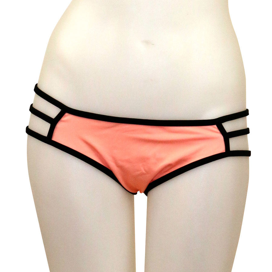 Loco Boutique Neon Black Piping Strappy Sides Bikini Bottom-3