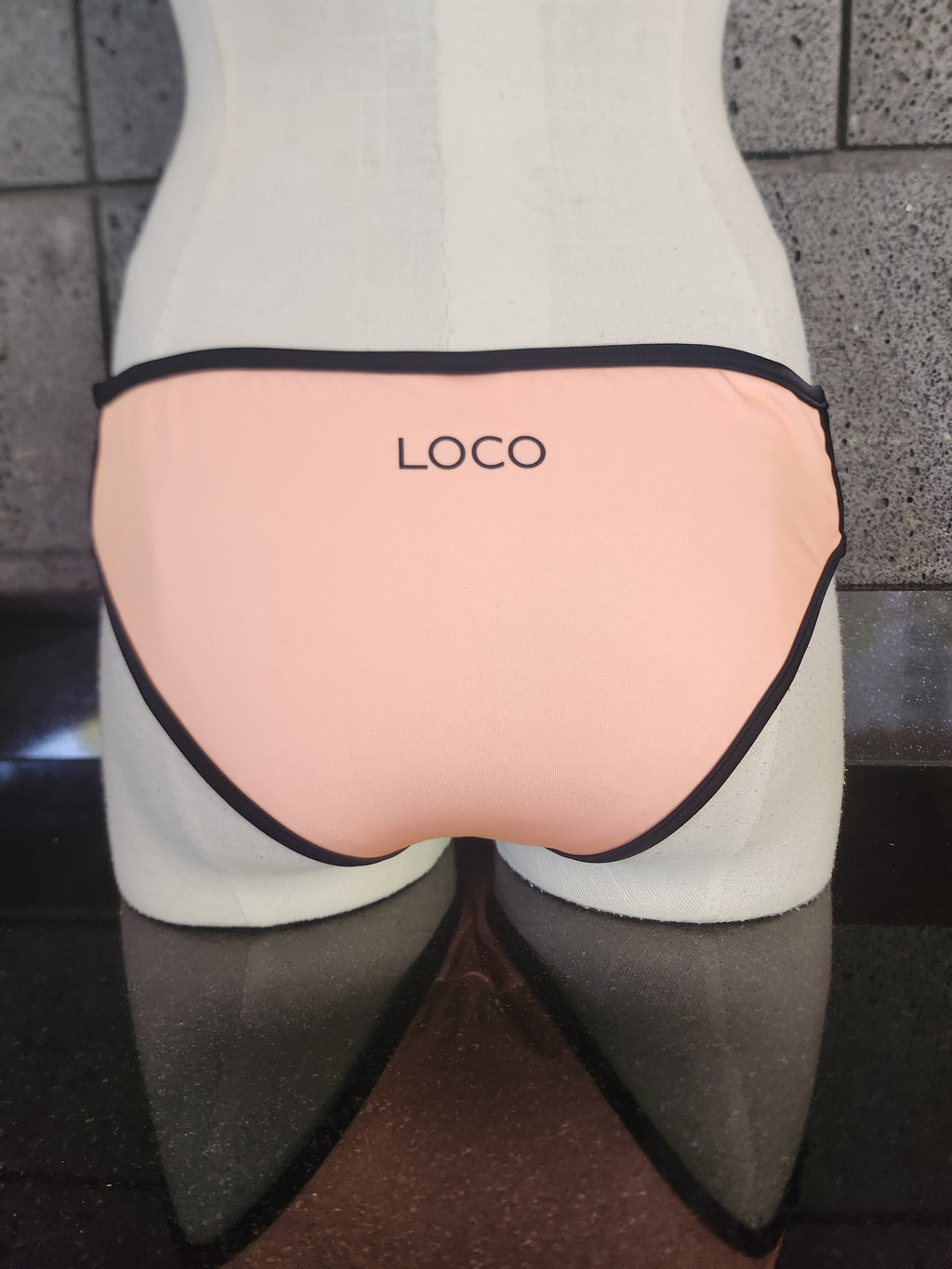 Loco Boutique Neon Black Piping Strappy Sides Bikini Bottom-4