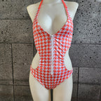 Loco Boutique Houndstooth 2.0 Zipper Front One Piece-2