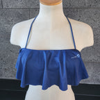 Loco Boutique Woman's Solid Logo Long Flounce Bandeau Bikini Top-6