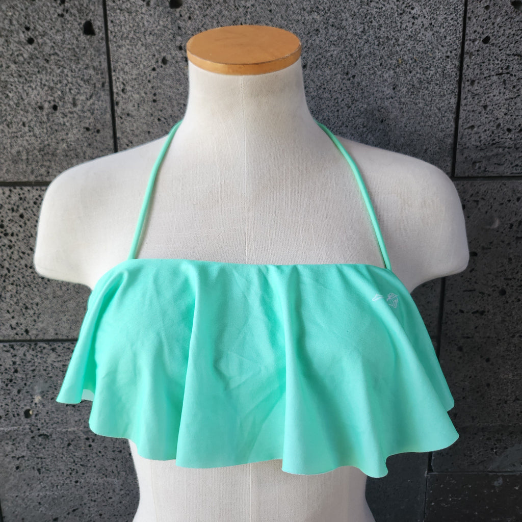 Loco Boutique Woman's Solid Logo Long Flounce Bandeau Bikini Top-4