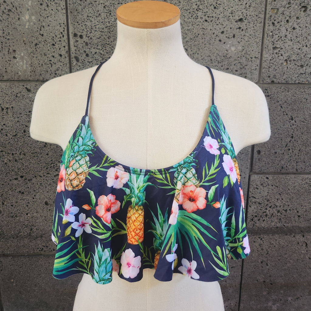 Loco Boutique Pine and Flower Flounce Crop Top