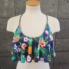 Loco Boutique Pine and Flower Flounce Crop Top