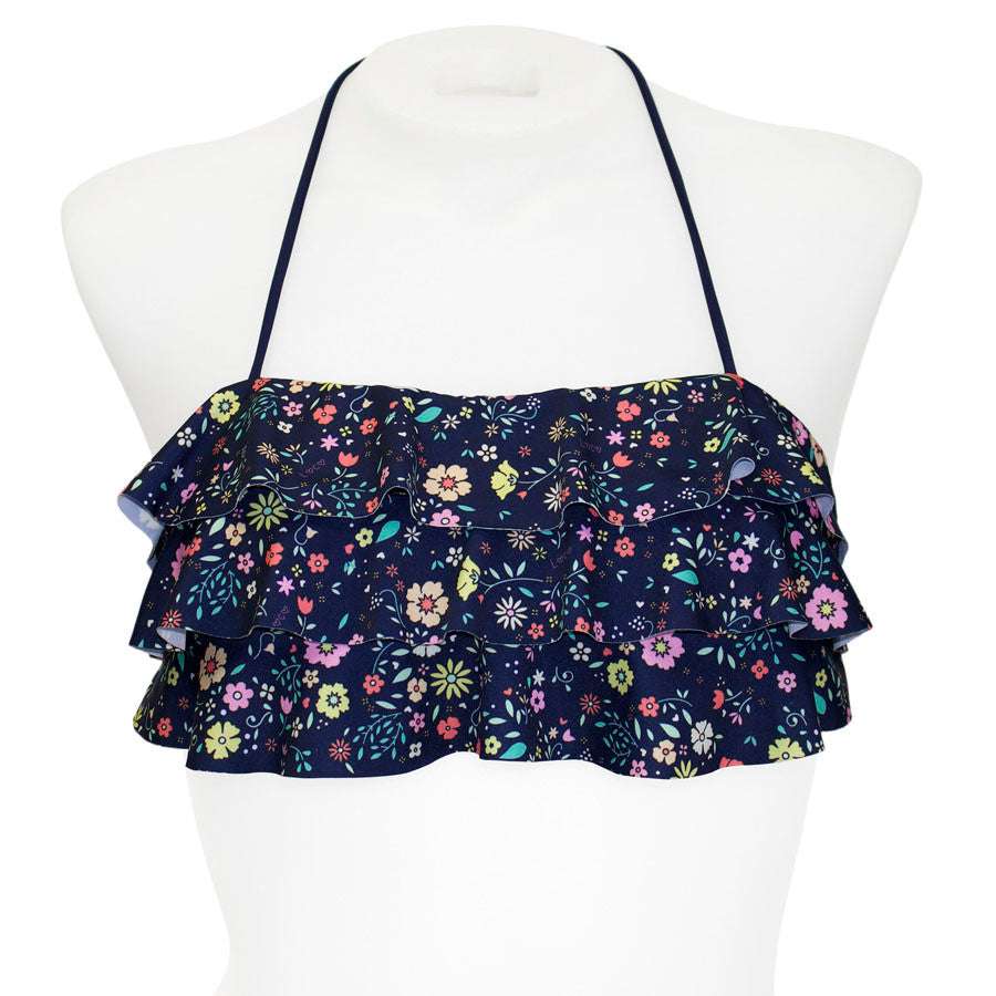 Loco Boutique Little Blossoms 3-Tier Flounce Bandeau Bikini Top