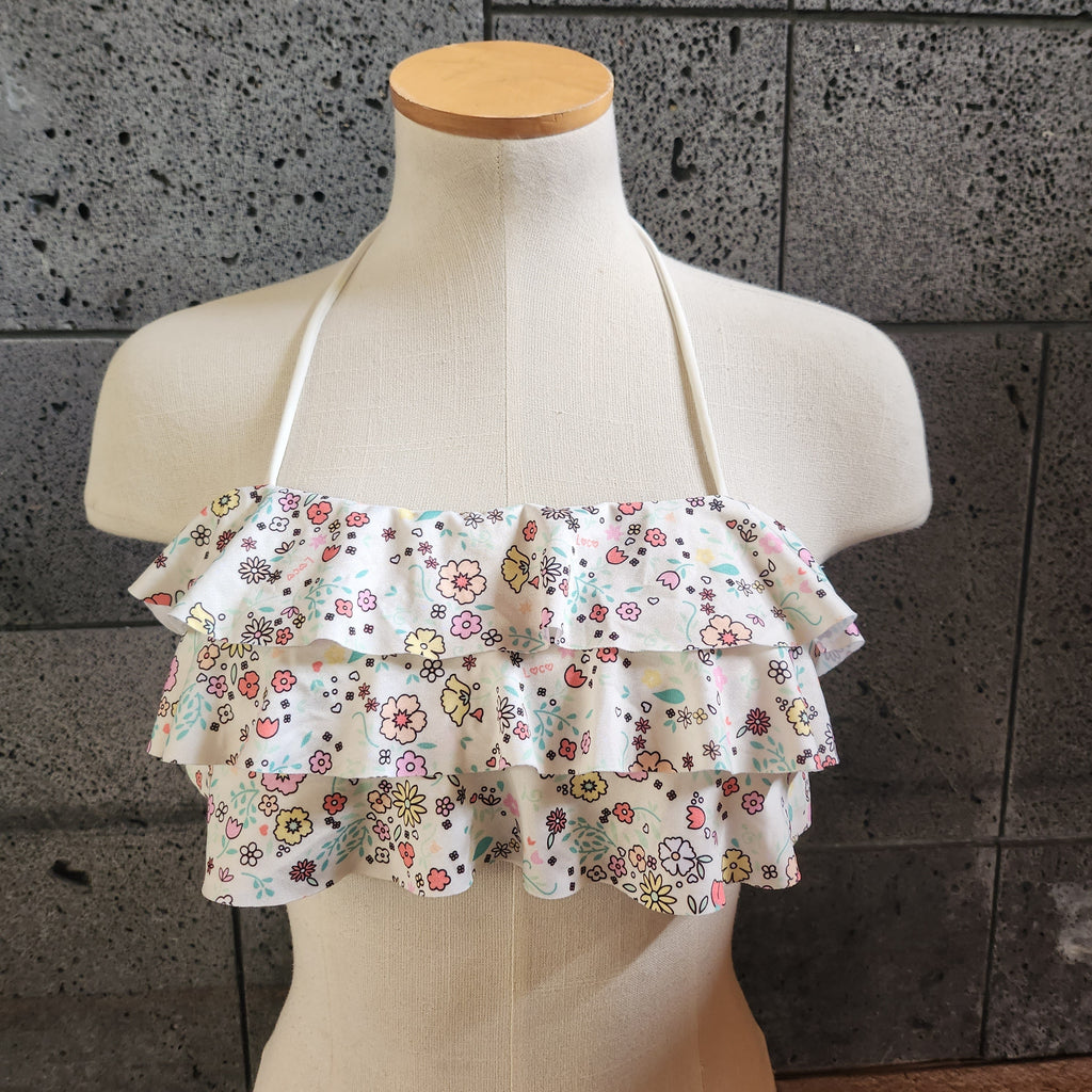 Loco Boutique Little Blossoms 3-Tier Flounce Bandeau Bikini Top