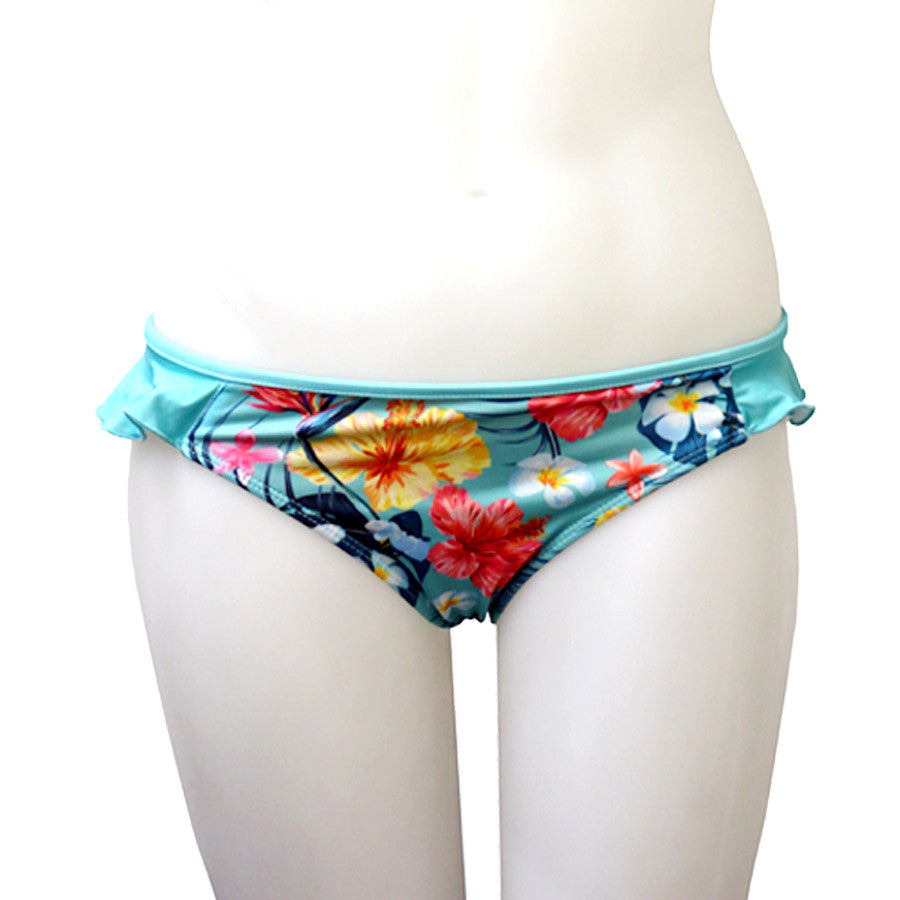 Loco Boutique Hawaiian Flower Side Ruffled Bikini Bottom-0