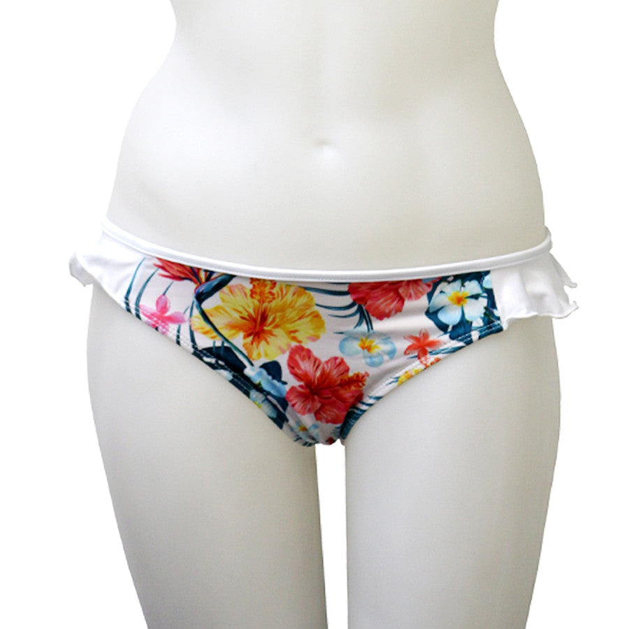 Loco Boutique Hawaiian Flower Side Ruffled Bikini Bottom-1
