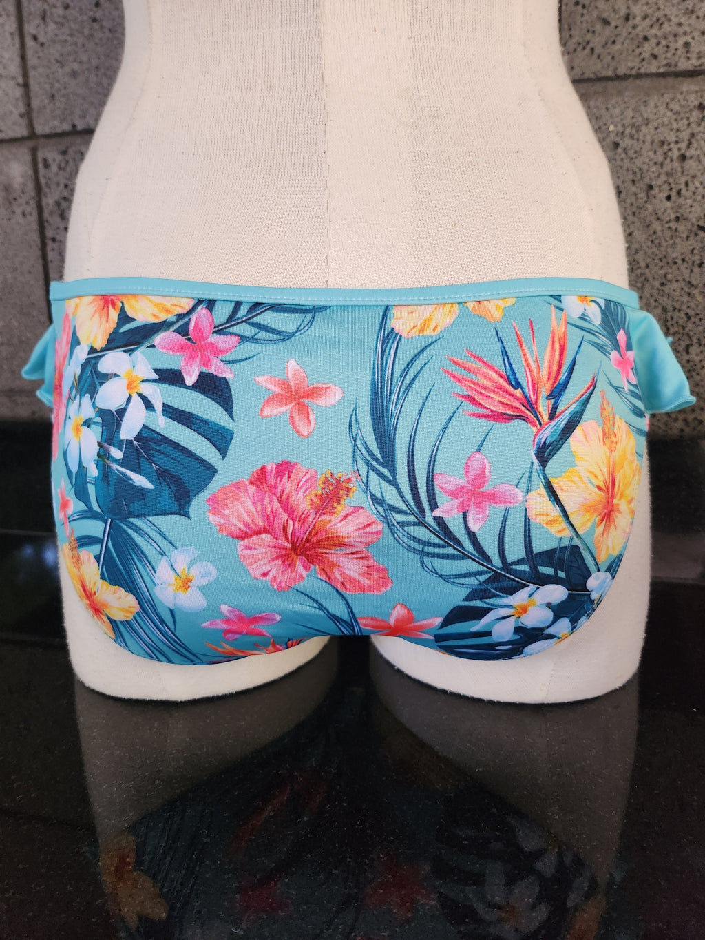 Loco Boutique Hawaiian Flower Side Ruffled Bikini Bottom-2