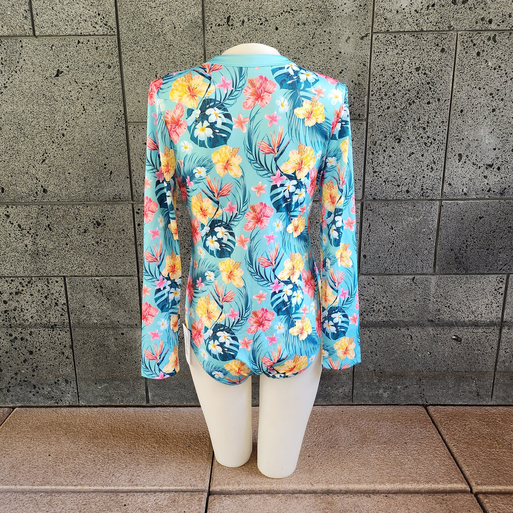 Hawaiian Flower Long Sleeve One Piece-2