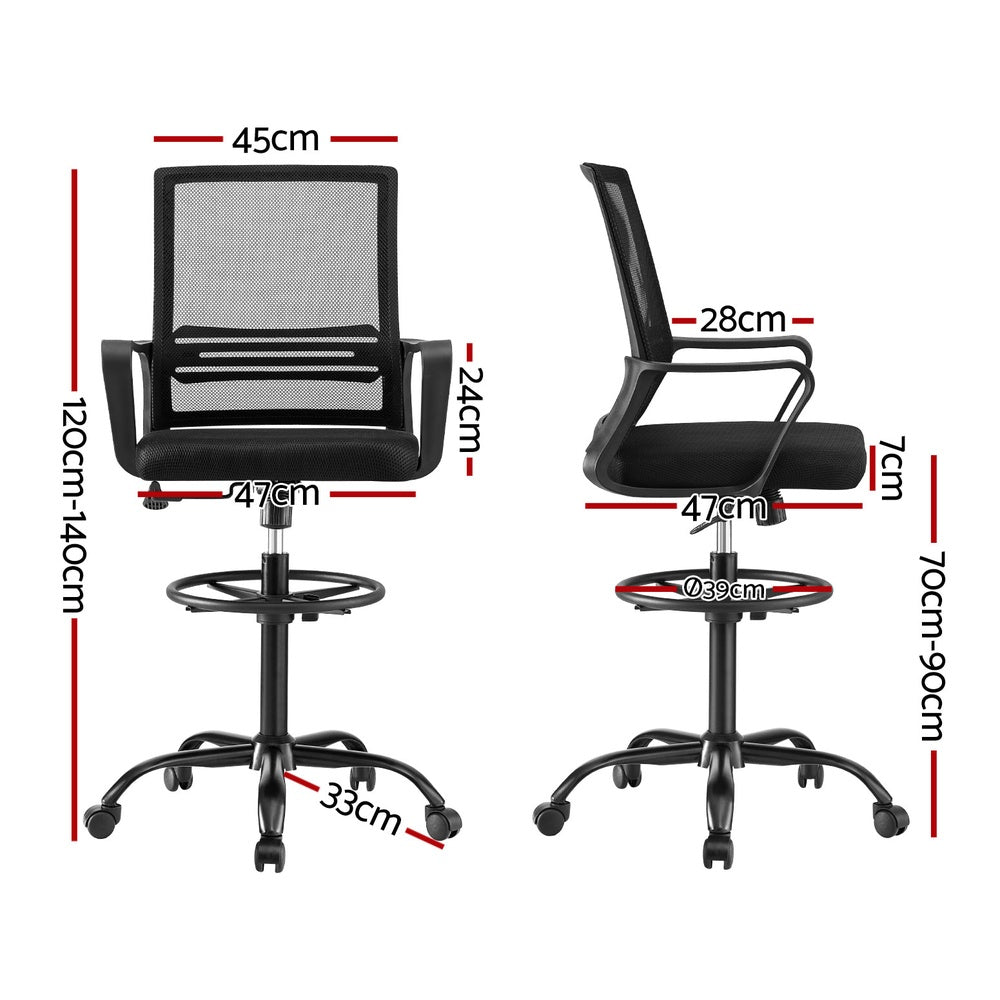 NNEDSZ Artiss Office Chair Drafting Chairs Stool Computer Desk Studios Mesh Black