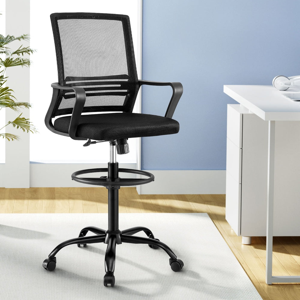 NNEDSZ Artiss Office Chair Drafting Chairs Stool Computer Desk Studios Mesh Black