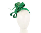 Green abaca loops and feathers racing fascinator by Fillies Collection