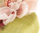 Lime & pink pillbox fascinator with flower by Fillies Collection