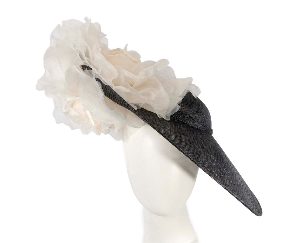 Large black & cream racing fascinator hat by Fillies Collection-0