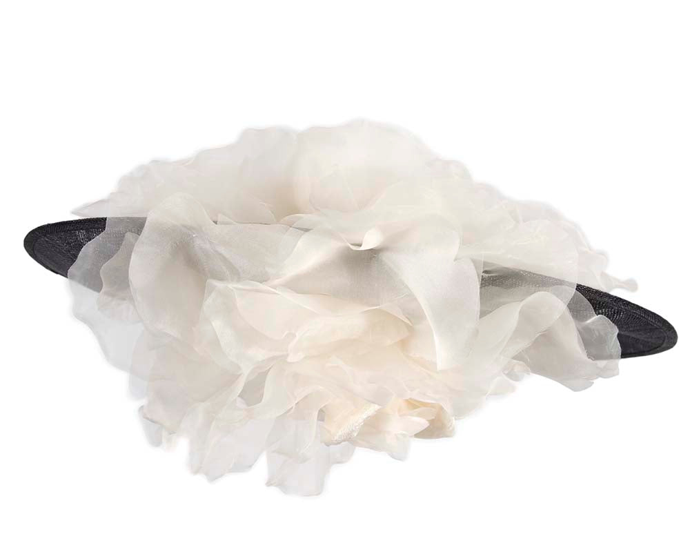 Large black & cream racing fascinator hat by Fillies Collection-5