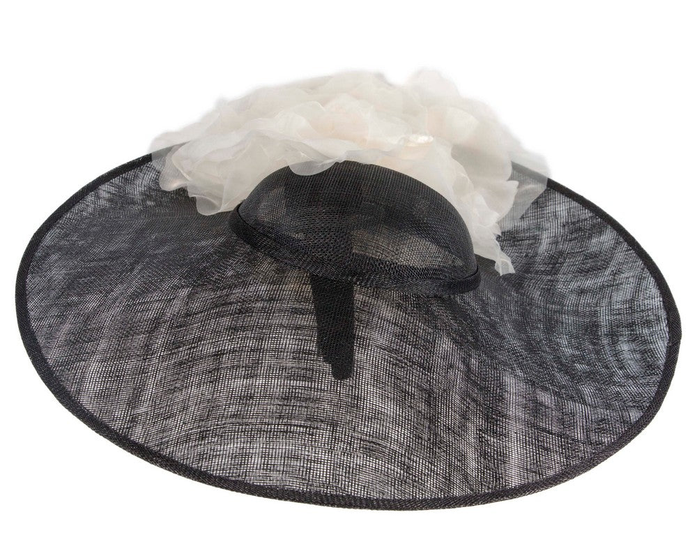 Large black & cream racing fascinator hat by Fillies Collection-3