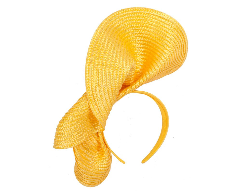 Large yellow fascinator with orchids by Fillies Collection-3