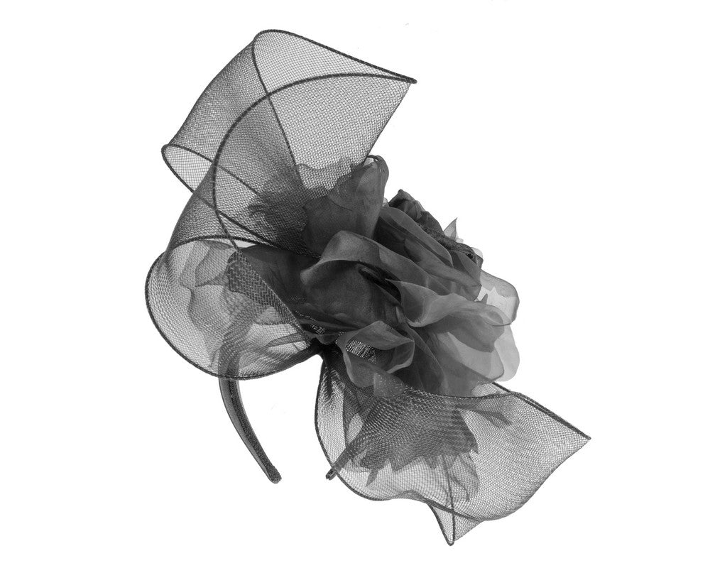 Large structured black fascinator by Fillies Collection-1