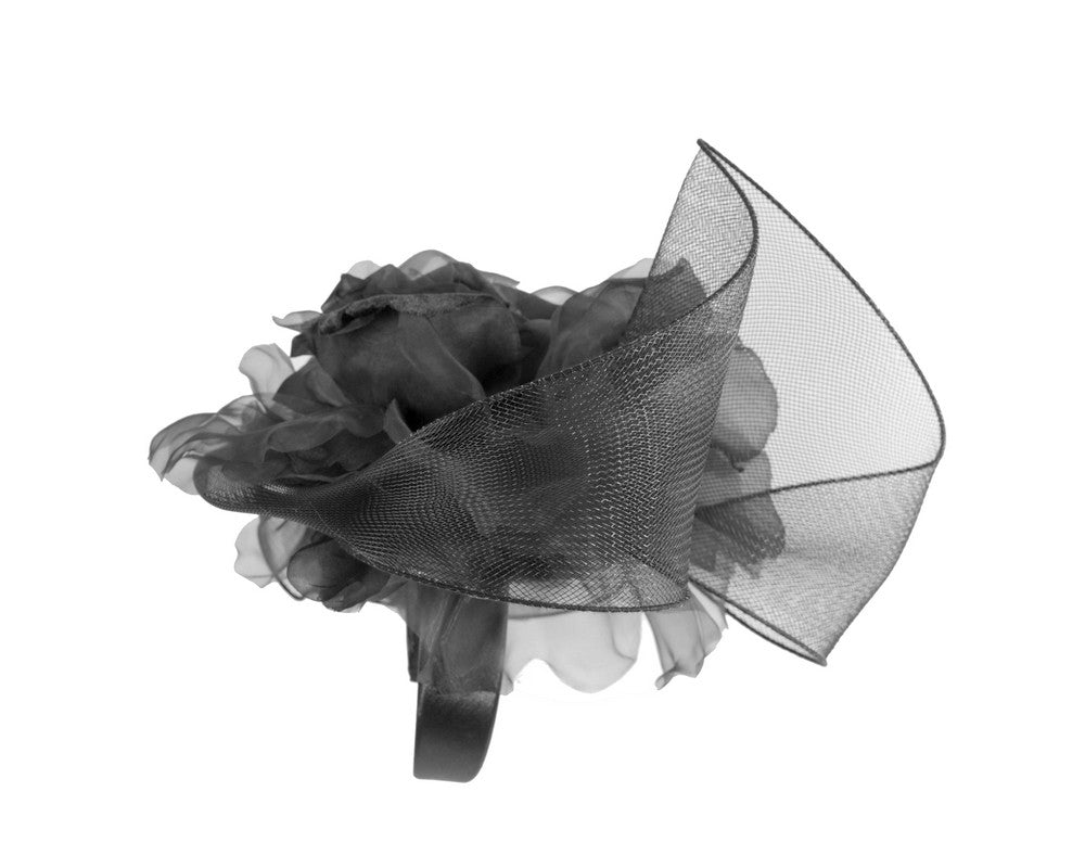 Large structured black fascinator by Fillies Collection-5