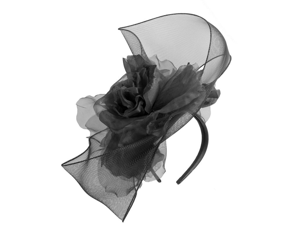 Large structured black fascinator by Fillies Collection-3