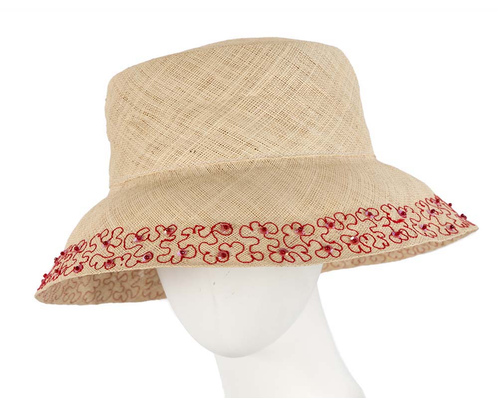 Summer sun bucket hat with red embroidery-0