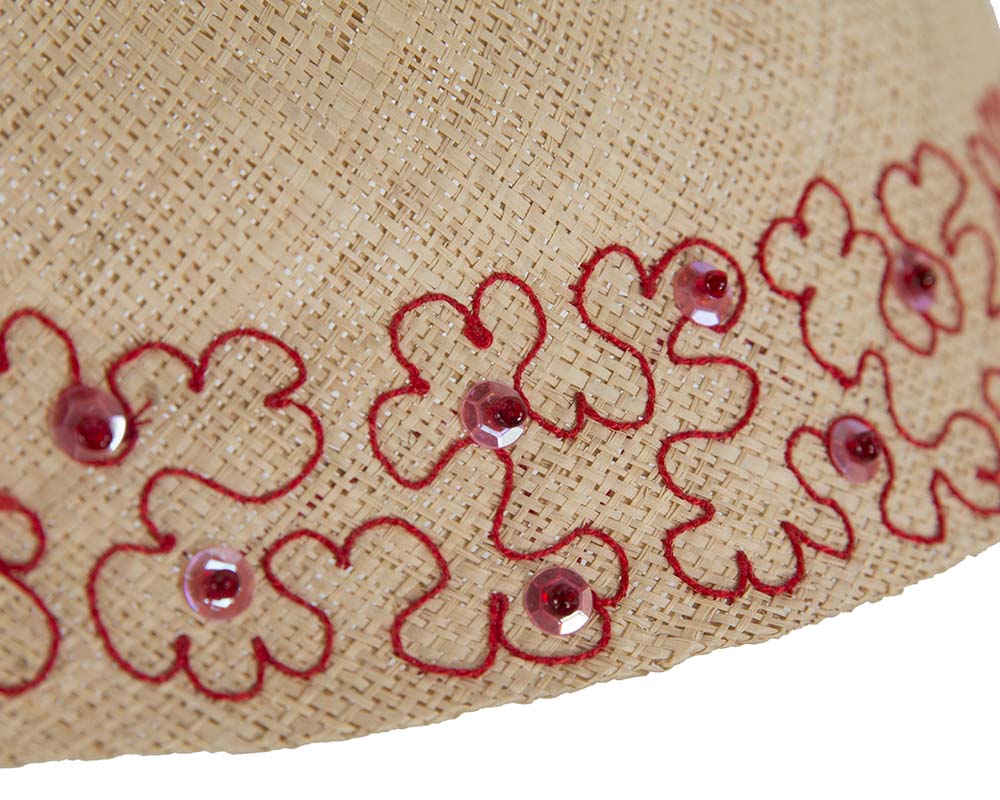 Summer sun bucket hat with red embroidery-2