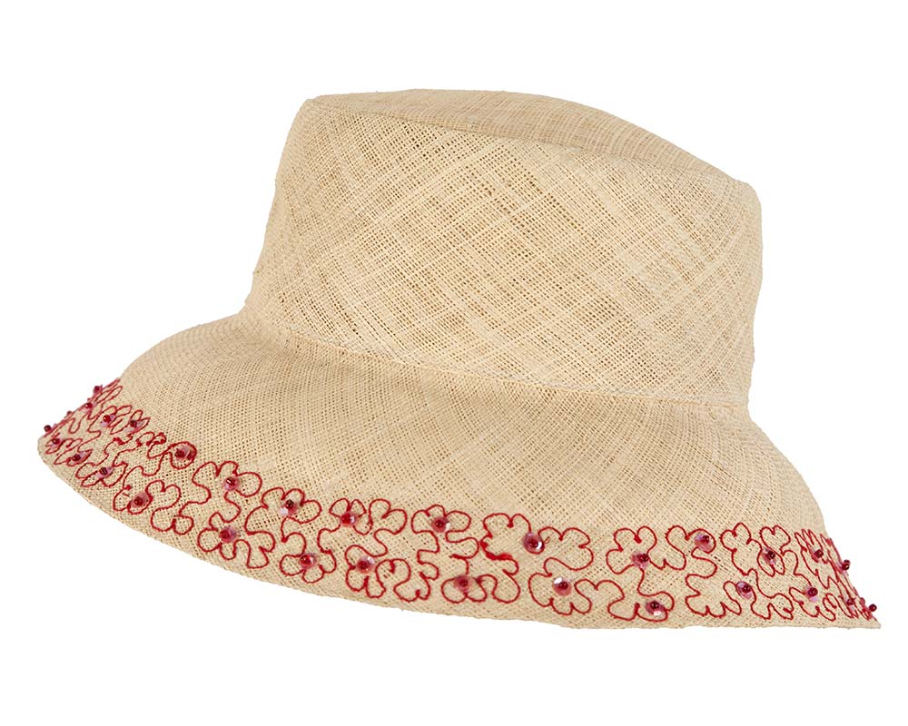 Summer sun bucket hat with red embroidery-1