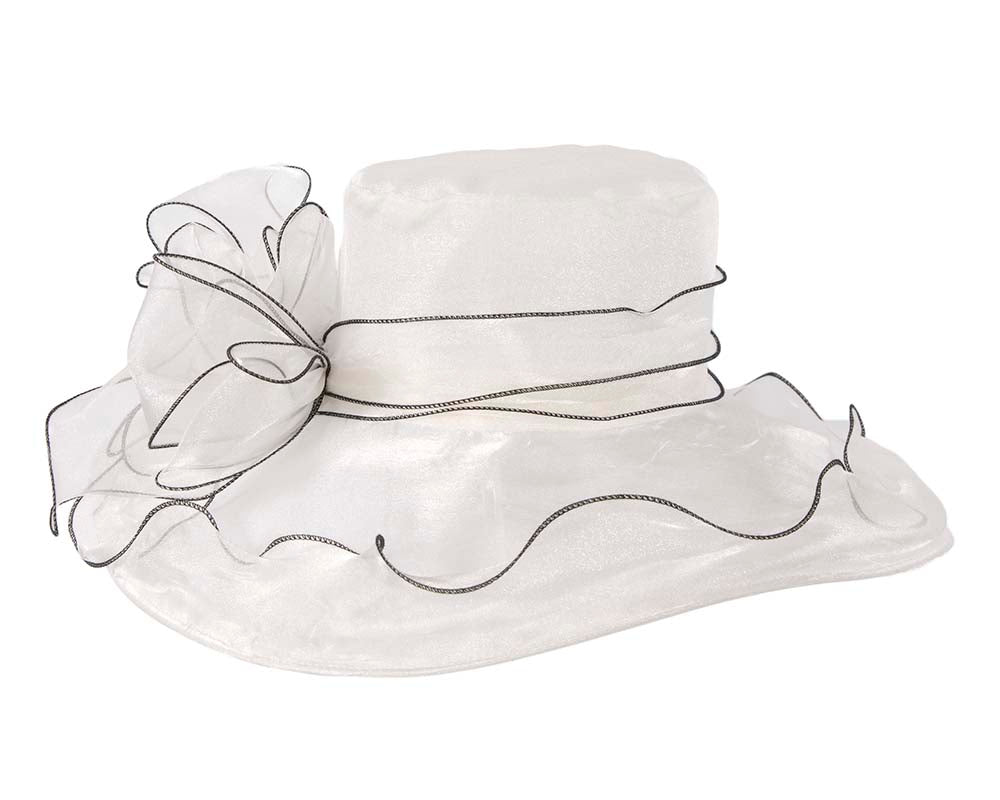 Large White Organza Racing Hat SP505-3