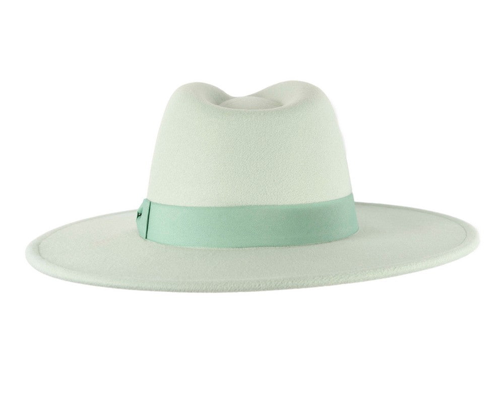 Sage Green wide brim fedora hat
