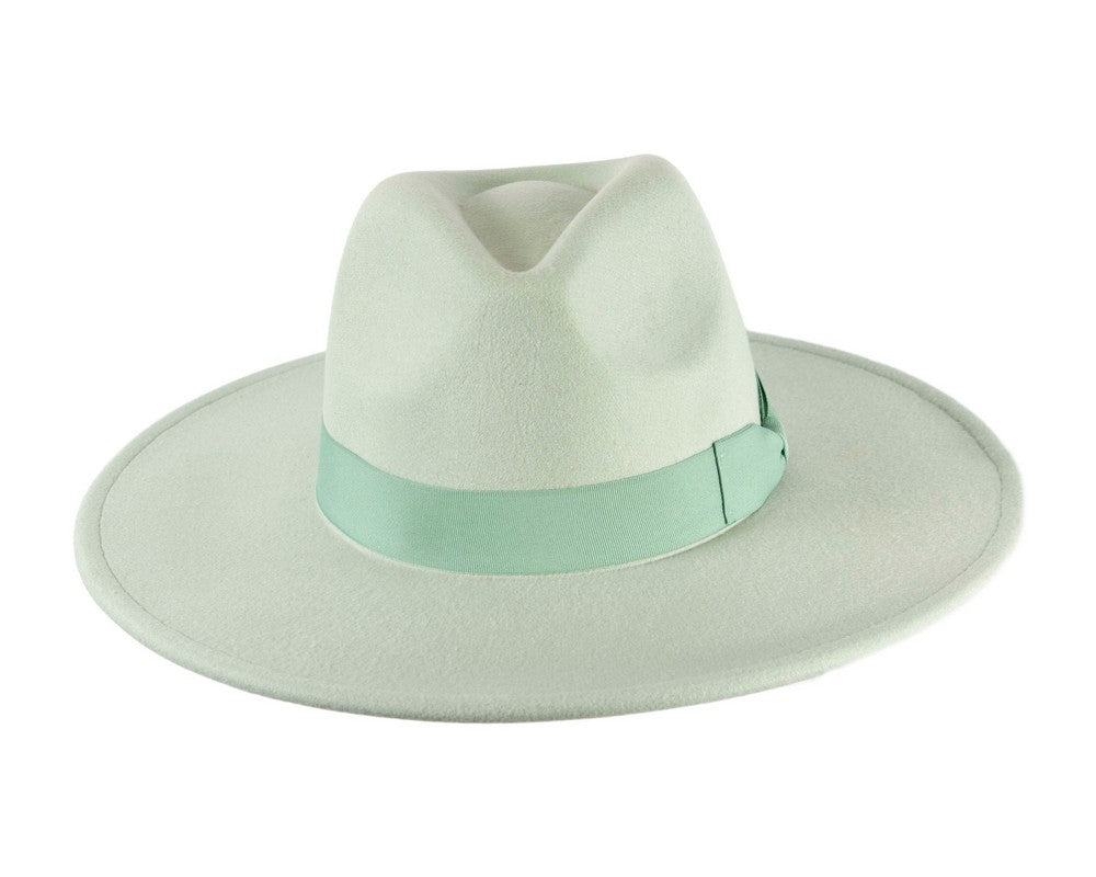 Sage Green wide brim fedora hat