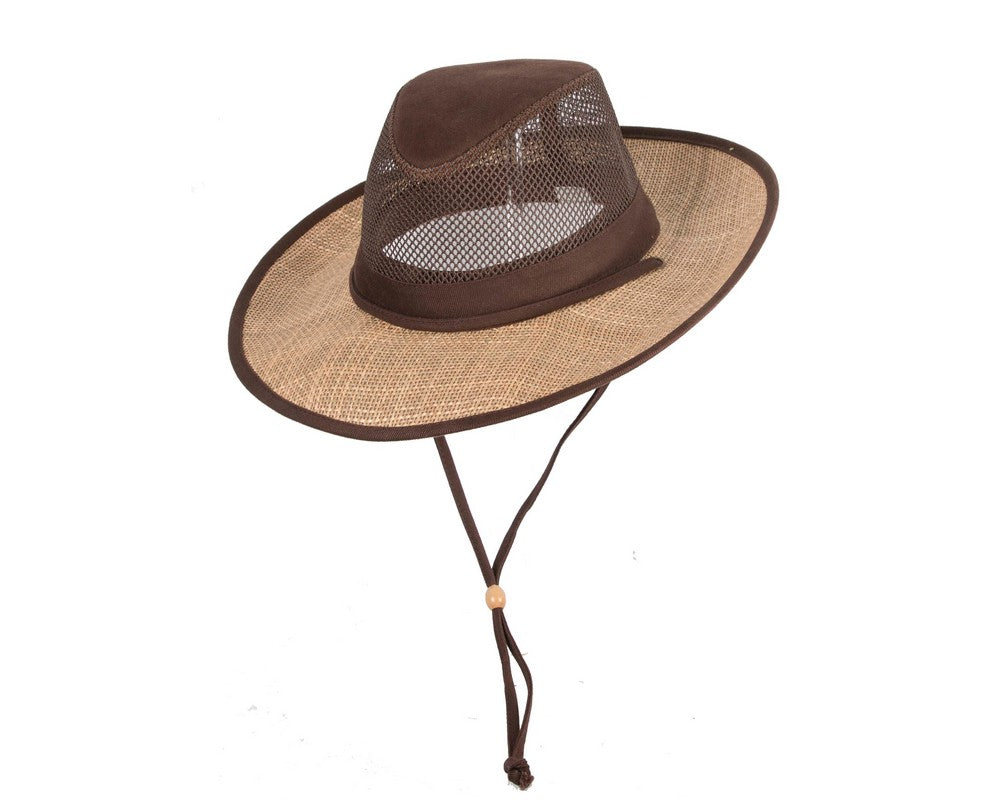Wide brim summer fedora hat with chin strap-5