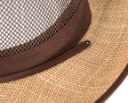 Wide brim summer fedora hat with chin strap-3