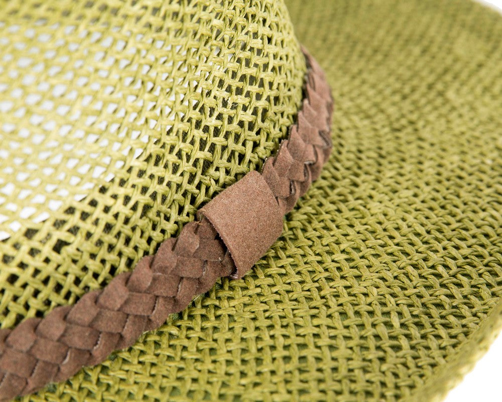 Wide brim green squatter hat
