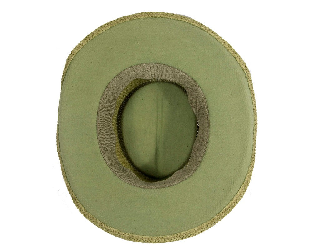 Wide brim green squatter hat