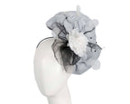 Large black fascinator with white flower-0