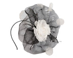 Large black fascinator with white flower-1