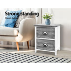 NNEDSZ 2x Bedside Table Nightstands 2 Drawers Storage Cabinet Bedroom Side Grey