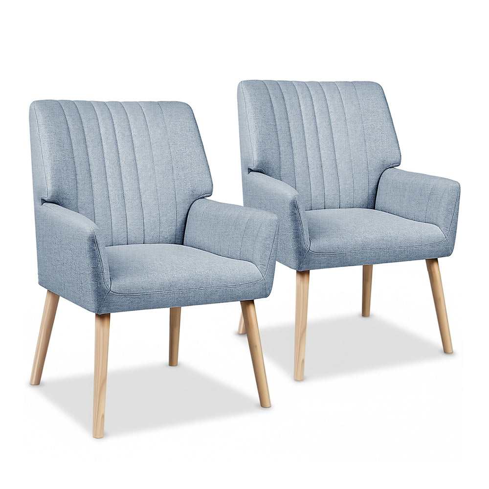 Artiss 2X Armchair Fabric Blue Grey