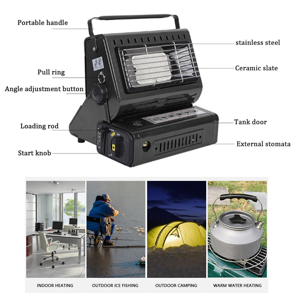Portable Camping Gas Heater Outdoor Heating Stove Gas Baking Hunting Warmer AU black-2