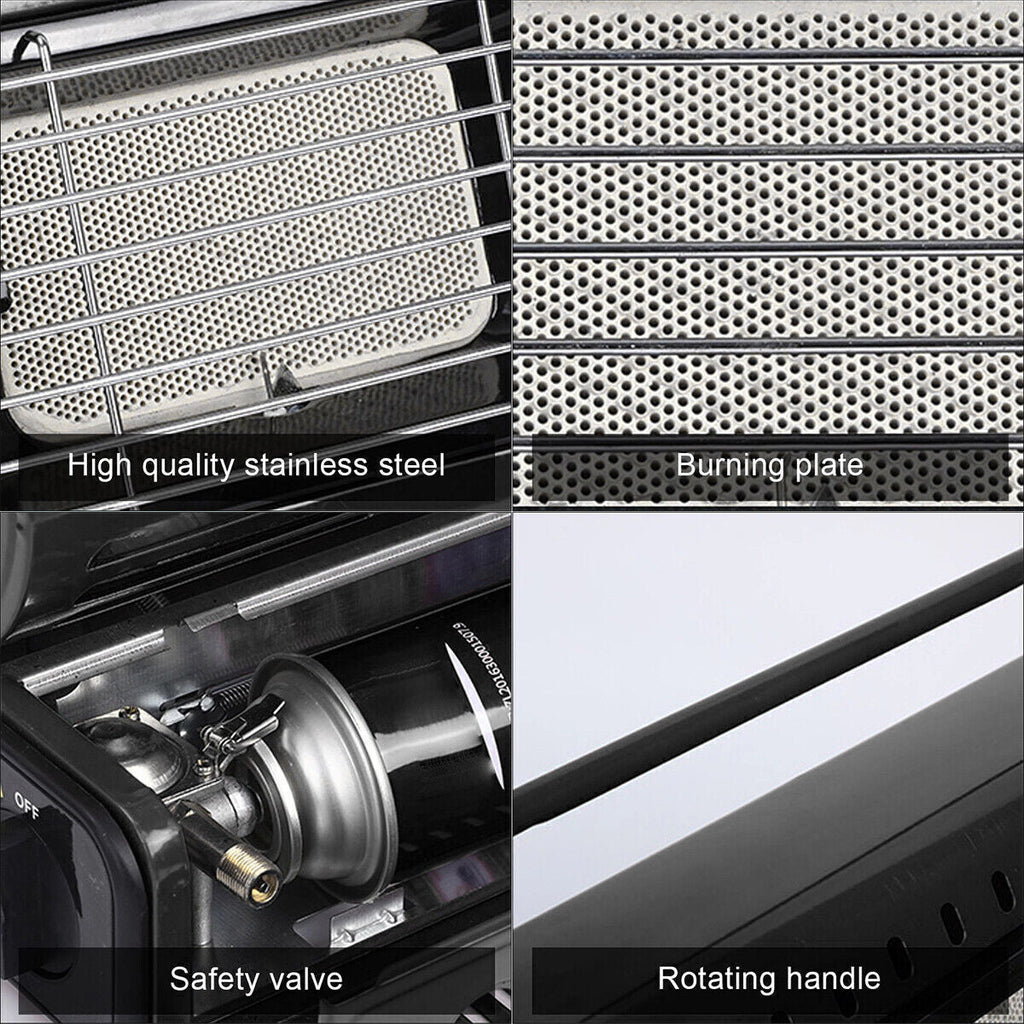 Portable Camping Gas Heater Outdoor Heating Stove Gas Baking Hunting Warmer AU black-4