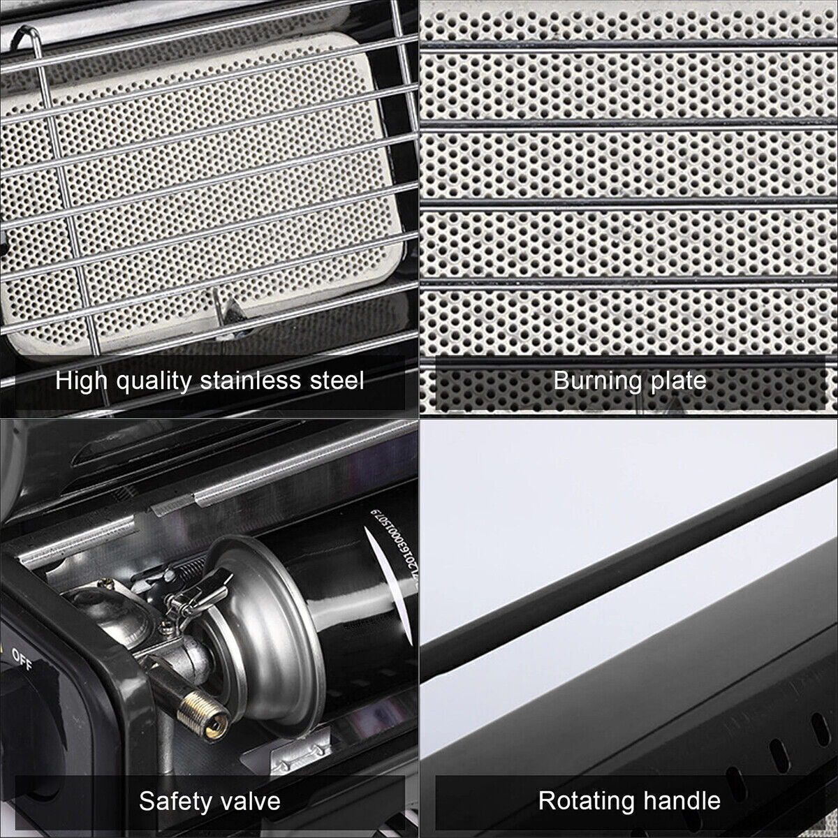 Portable Camping Gas Heater Outdoor Heating Stove Gas Baking Hunting Warmer AU black-4