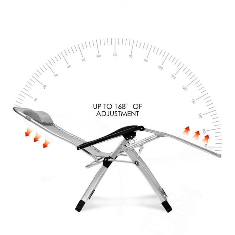 NNEDSZ Kingsize Outdoor Folding Reclining Garden Beach Chair Sun Lounger Deck Recliner Silver Color