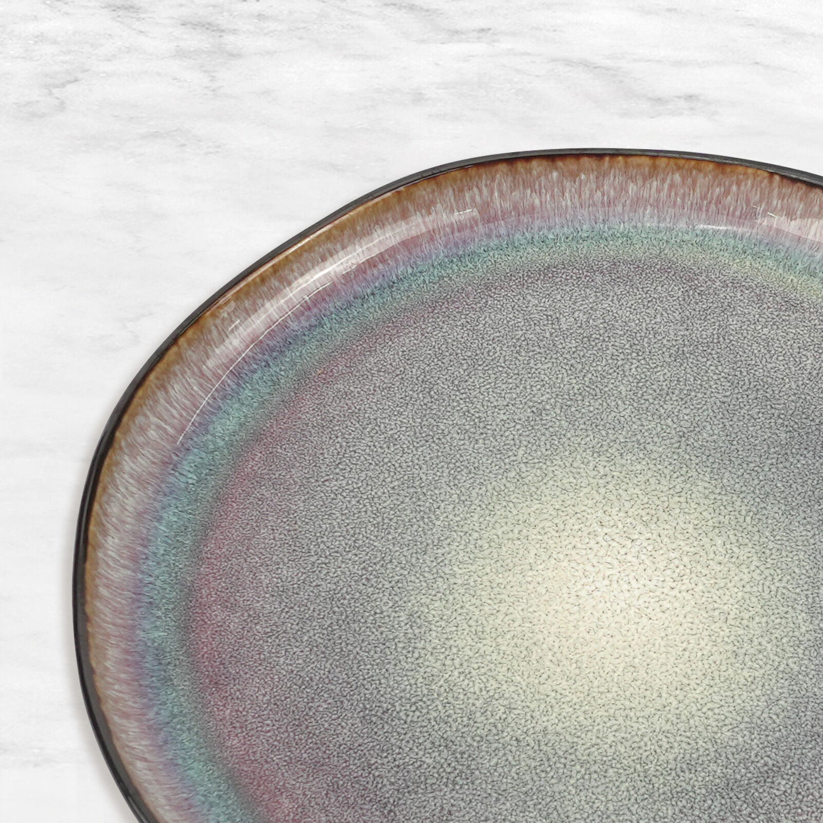 NNEDSZ 3 Pieces Reactive Glazed Ceramic Organic Fine Dinner Set with Plate and Bowl EARTHY BLUE BROWN